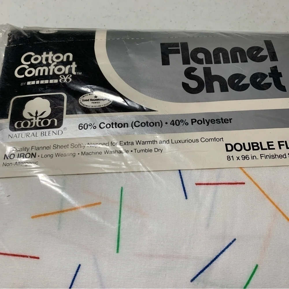 New Vtg Flannel Sheet Flat Sheet Chrome Antics Double Flat Sheet BNWOT sealed